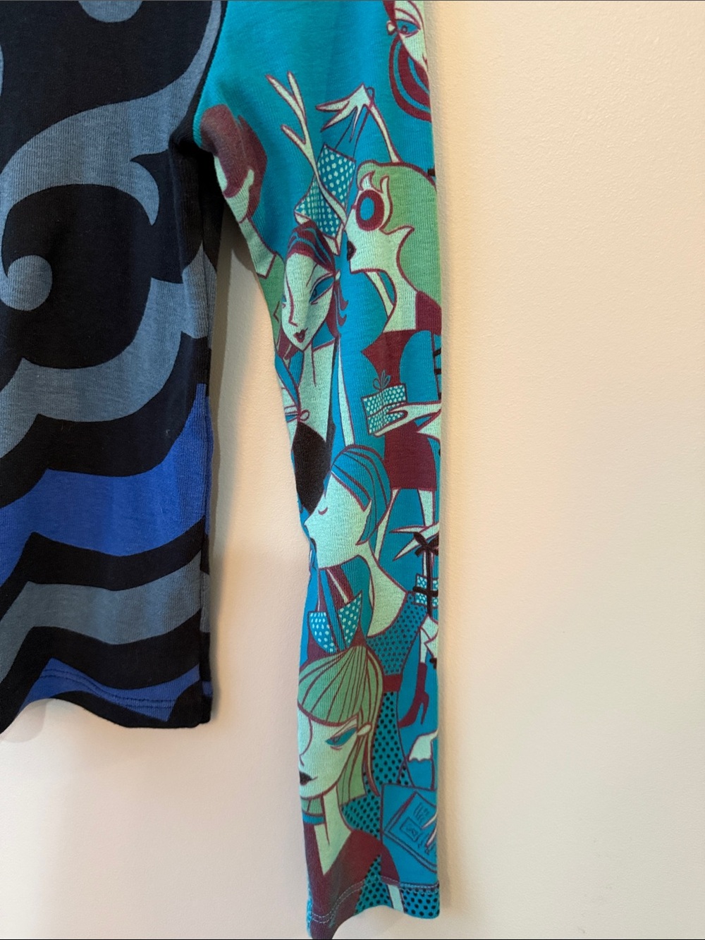 Vintage Y2K Custo Barcelona Graphic Long Sleeve Top Blue 2000s Spain S cotton - Picture 4 of 5